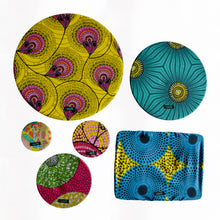 Load image into Gallery viewer, A set of six food covers in bright African Island colours.
